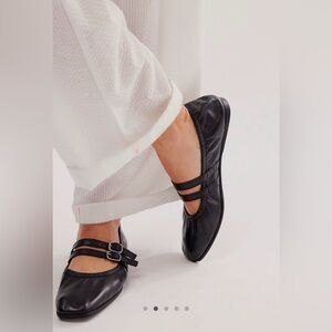 Free People Gemini Ballet Flats, black, size 10.